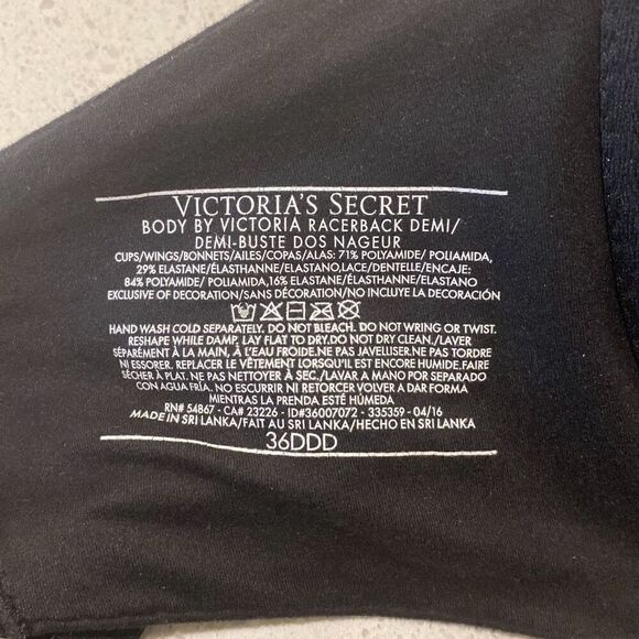 Victoria’s Secret bra, body by Victoria racer back Demi size 36DDD ￼ - Picture 5 of 5